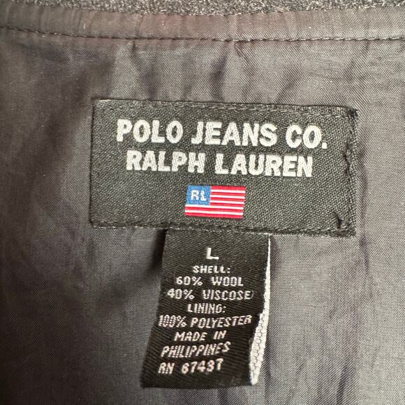 Polo Jeans Co. Ralph Lauren Jacket Wool Viscose Blend Large Dark Gray Fall Mens - Picture 8 of 9